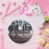 ウッドバ素朴レル&ライトウィンターバ結婚ン ペーパープレート (パーティー)