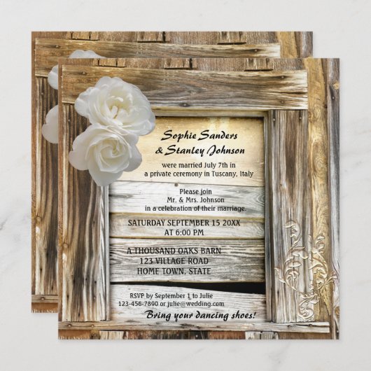 ウッドバ素朴ンポスト結婚式招待状 招待状 (正面/裏面)