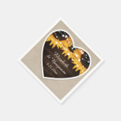 ウッドバ素朴ーラップひまわり結婚の花 スタンダードカクテルナプキン (角)