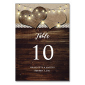 ウッドバ素朴ーラップハートストリングライト結婚ズ テーブルナンバー (裏面)