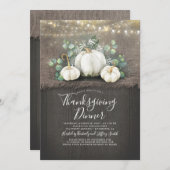 ウッドバ素朴ーラップパンプキンサンクスギビングディナー 招待状 (正面/裏面)