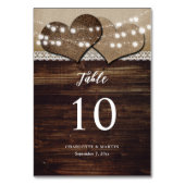 ウッドバ素朴ーラップレースのストリングライツバーンズ結婚ズ テーブルナンバー (裏面)