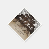 ウッドバ素朴ーラップレースのストリングライツ結婚ズ スタンダードカクテルナプキン (角)