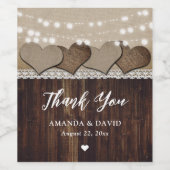 ウッドバ素朴ーラップレースのワ結婚インボトルラベル ワインラベル (シングルラベル)