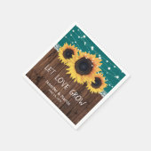 ウッドバ素朴ーラップレースサンフラワーティール(緑がかった色)結婚ズ スタンダードカクテルナプキン (角)