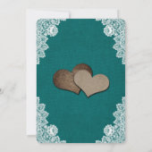 ウッドバ素朴ーラップレースティール(緑がかった色)結婚式招待状 招待状 (裏面)