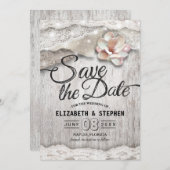 ウッドバ素朴ーラップレースバーンウェディングデートを保存 セーブザデート (正面/裏面)