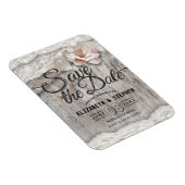 ウッドバ素朴ーラップレースバーンウェディングデートを保存 マグネット (右側)