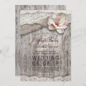 ウッドバ素朴ーラップレースフローラカントリーウェディング 招待状 (正面/裏面)