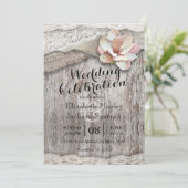 ウッドバ素朴ーラップレースフローラカントリーウェディング 招待状 (スタンド正面)
