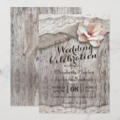 ウッドバ素朴ーラップレースフローラカントリーウェディング 招待状 (正面/裏面)