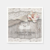 ウッドバ素朴ーラップレースフローラバーンウェディングシャワー スタンダードカクテルナプキン (正面)