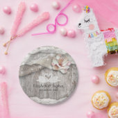 ウッドバ素朴ーラップレースフローラバーンウェディングシャワー ペーパープレート (パーティー)