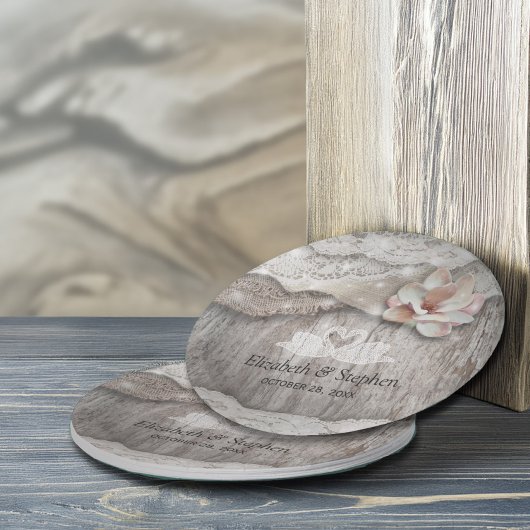 ウッドバ素朴ーラップレースフローラバーンウェディングシャワー ペーパープレート