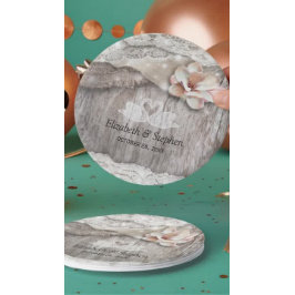 ウッドバ素朴ーラップレースフローラバーンウェディングシャワー ペーパープレート