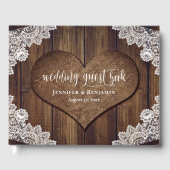 ウッドバ素朴ーラップレース結婚ズゲストブック ゲストブック (正面)