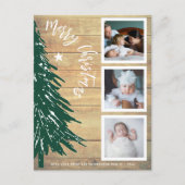 ウッドパイン素朴ツリー写真コラージクリスマス シーズンポストカード (正面)