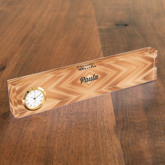 ウッドパターンアート – モダンスタイル デスクネームプレート (側面)