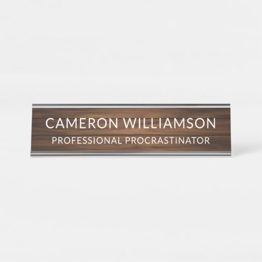 ウッドパパーソナライズされたネルおもしろいクランスティネータ デスクネームプレート (正面)