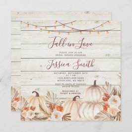 ウッドパンパスグラスパンプキン秋インラブシャワー 招待状