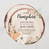 ウッドパンプキ素朴ンベビーシャワー招待状 招待状 (正面/裏面)