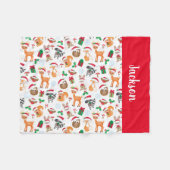 ウッドパーソナライズされたランドのクリスマス動物の子どもたち フリースブランケット (正面(横))