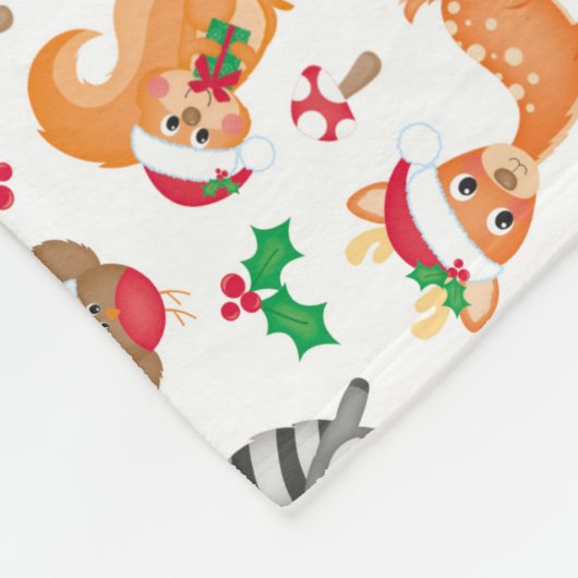 ウッドパーソナライズされたランドのクリスマス動物の子どもたち フリースブランケット (角)