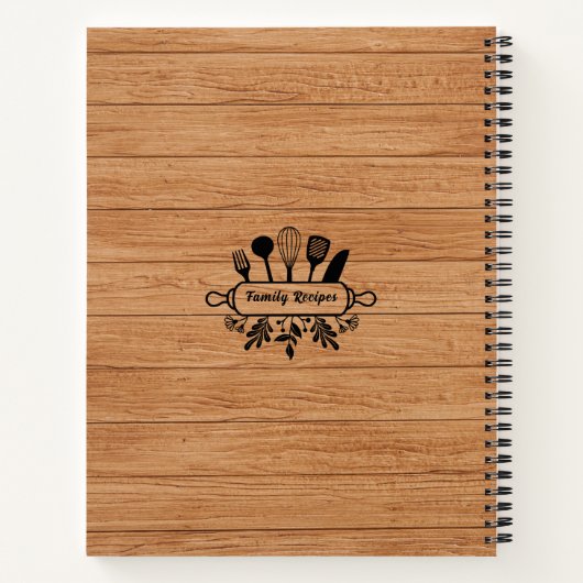 ウッドパーソナライズされた素朴ファミお気に入りのリレシピ ノートブック (裏面)
