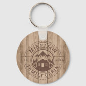 ウッドパーソナライズされた素朴ファミリーキャビン キーホルダー (裏面)