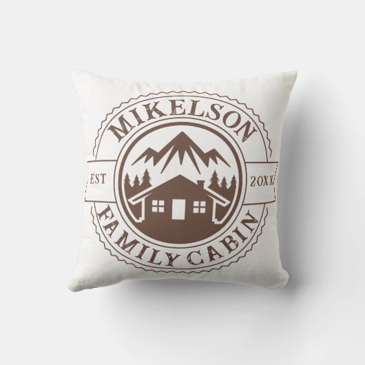 ウッドパーソナライズされた素朴ファミリーキャビン クッション (裏面)