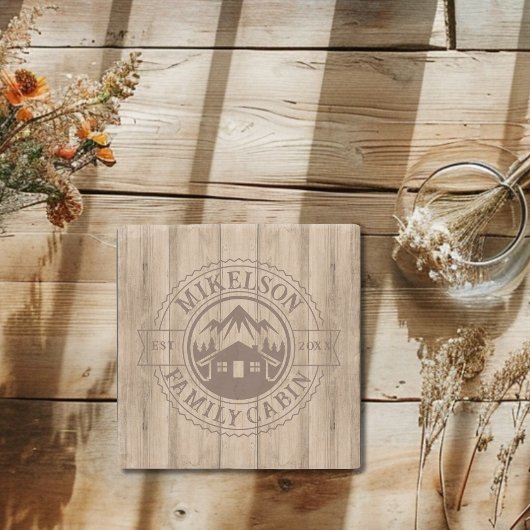 ウッドパーソナライズされた素朴ファミリーキャビン ストーンコースター