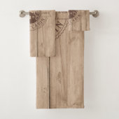 ウッドパーソナライズされた素朴ファミリーキャビン バスタオルセット (インサイチュ)