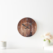 ウッドパーソナライズされた素朴ファームハウスキッチンラウンド ラウンド壁時計 (ホーム)