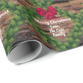 ウッドパーソナライズされた&ガーランドホリデークリスマス ラッピングペーパー (ロールコーナー)