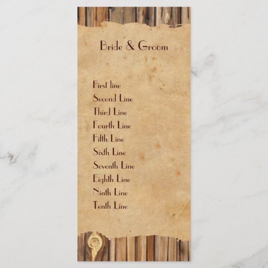 ウッドパーチメント素朴カントリーウェディングプログラムメニュー プログラム (裏面)