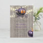 ウッドパープルカボチャのキャリッジ花嫁付きルンチョン 招待状 (スタンド正面)