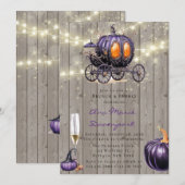 ウッドパープルパンプキンキャリッジブランチ&バブリー 招待状 (正面/裏面)