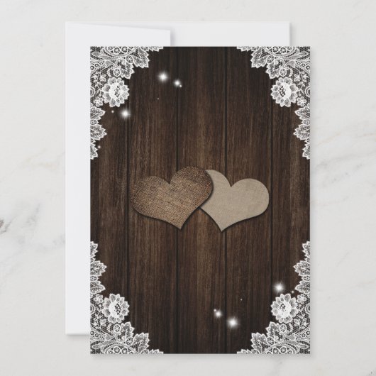 ウッドパープル素朴とブルーのフローラハート結婚ズ 招待状 (裏面)