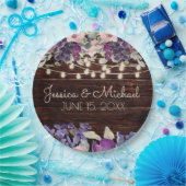 ウッドパープル素朴フローラストリングラ結婚イト ペーパープレート (パーティー)