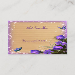 ウッドパープル素朴フローラバタフライ結婚ズテーブル プレイスカード