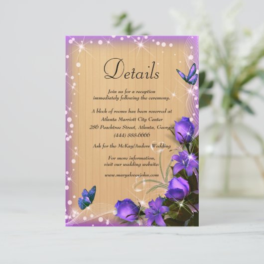 ウッドパープル素朴フローラバタフライ結婚ズ詳細 エンクロージャーカード (スタンド正面)