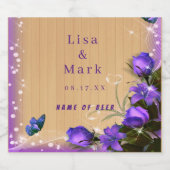 ウッドパープル素朴フローラバタフライ結婚ズ ビールラベル (シングルラベル)