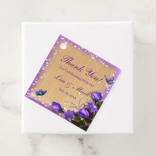 ウッドパープル素朴フローラバタフライ結婚ズ フェイバータグ (インサイチュ)