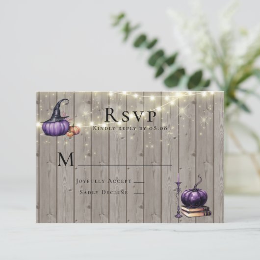 ウッドパープ素朴ランプキンキャンドル結婚ズ 出欠カード (スタンド正面)