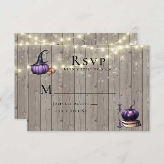ウッドパープ素朴ランプキンキャンドル結婚ズ 出欠カード (正面/裏面)