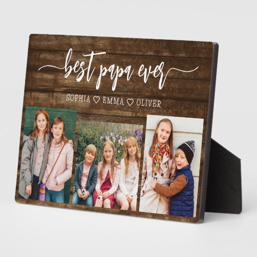 ウッドパ最高のパおじいちゃん孫フォトコラージュ フォトプラーク (側面)