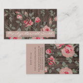 ウッドビジネス素朴カーエレガントドにピンクのバラ 名刺 (正面/裏面)
