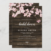 ウッドピンク桜さくらんぼブライダルシャワー 招待状 (正面/裏面)