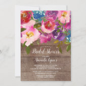 ウッドピンク素朴の花ブライダルシャワー招待 招待状 (正面)