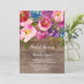 ウッドピンク素朴の花ブライダルシャワー招待 招待状 (スタンド正面)